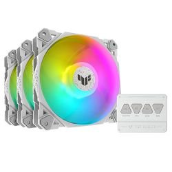 ASUS – Asus TUF Gaming TF120 ARGB 12cm PWM Case Fans (3 Pack), Fluid Dynamic Bearing, Double-layer LED Array, Up to 1900 RPM, ARGB Hub included, White Edition ASUS – Asus TUF Gaming TF120 ARGB 12cm PWM Case Fans (3 Pack), Fluid Dynamic Bearing, Double-layer LED Array, Up to 1900 RPM, ARGB Hub included, White Edition